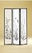 Black Frame 3-panel Screen W/ Floral & Bamboo Pattern