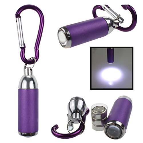 ZXK Ultra Bright Lightweight Mini Portable LED Flashlight Torch with Carabiner Keychain (Purple)