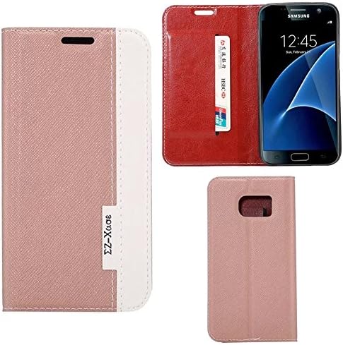 Galaxy S7 Edge Case - Ruilida Color Block Stand Leather Case with Card Slot For Samsung Galaxy S7 Edge (Gold)