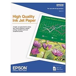 Epson High Quality Inkjet Paper (8.5x11 Inches, 100 Sheets) (S041111)