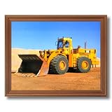 Caterpillar Cat 988B Heavy Wheel Loader Home Decor Wall Picture Oak Framed Art Print