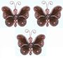 3" Brown Pink Mini (X-Small) Wire Bead Butterfly Butterflies 3pc set - hanging nylon nursery bedroom girls room ceiling wall decor, wedding birthday party baby bridal shower