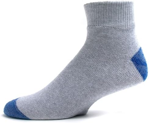 American Made Men's Gray with Royal Heel and Toe Quarter Socks.