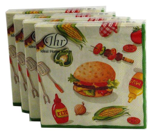 Ideal Home Range Burger Party Design, Set Of 80 Cocktail Napkins by Burgers