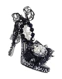 Black High Heel Sandal With Pearls & Lace Christmas Ornament