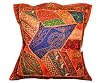 Beaded Zardozi Vintage Sari Decorative Red Indian Pillow Cushion Cover 24"