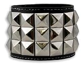 Black Leather Studded Biker Bracelet