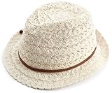 Jessica Simpson Women's Crochet Fedora With Braided Faux Suede Band hat Jessica Simpson Women's Crochet Fedora With Braided Faux Suede Band hat