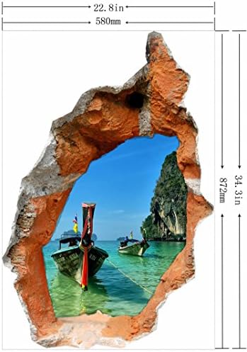 Life Ahead Fashion Creative 3d the Beauty Wall Stickers Wall Decals Wall the Hole Boat PVC Auto-stick Wall Art Stickers