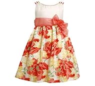 Girls Organza/Polyester/Silk/Shantung Floral Print   Dress With a Bow(s) and a Sash 