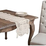 Handmade Crochet Lace Cotton Rectangular Table Runner (Beige, 16"x36")