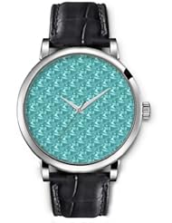 SPRAWL Aanalog Fashion Series Silver Ladies Watches of Genuine Black Leather Strap,Unique Wrist Watch for Women Girls Designed with Drawing of running person