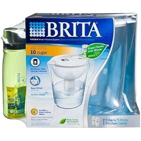 Brita Pacifica Smart Pitcher Water Filtration System with 2 Bonus Filters, 1 Bonus 24oz Nalgene on the Go Tritan Bottle and 3 Bonus Crystal Light Natural Lemonade Flavor Drink Mix
