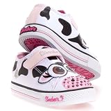 Skechers Cammie Cow Lighted Sneaker (Toddler/Little Kid),White/Black/Pink,9 M US Toddler