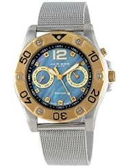 Akribos XXIV Womens AK553SSG Diamond Multi-Function Mesh Bracelet Watch