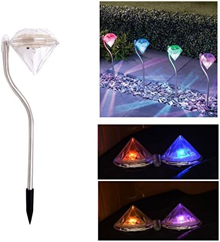 Rainten LED Solar Lights Diamond Color Changing Lights Pathway Waterproof Lawn Path Landscape Lights for Outdoor Garden Yard Décor Lighting