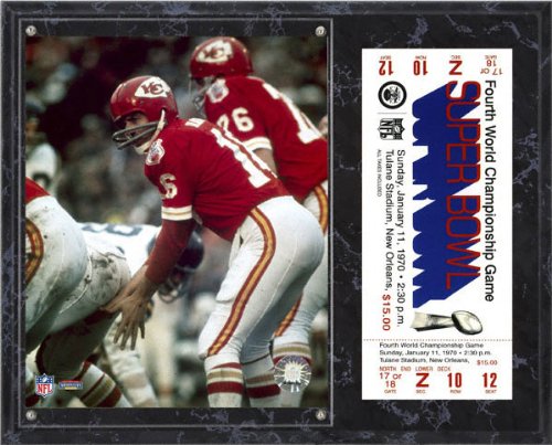 Len Dawson Sublimated 12x15 Plaque | Details: Kansas City Chiefs, Super Bowl IV, with Replica ticket