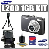 Samsung L200 10.1MP 3X Digital Camera Black Plus 1GB Accessory Outfit With Samsung 3 Year Warranty - Samsung ASAML200BK1
