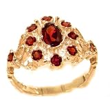 Unusual Solid Rose Gold Natural Garnet Ring with English Hallmarks - Finger Sizes 5 to 12 Available