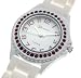 Beautiful Large White Purple Crystal Accent Silicone Wrist Watch