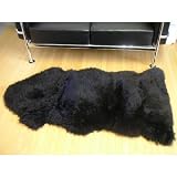 ムートン ピース　ラグ　 1.5匹 ブラック　オーストラリア産 　約60×125ｃｍの画像