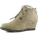 Women's DailyShoes Fashion Up Round Toe Ankle High Oxford Wedge Bootie