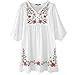 Ashir Aley White Mexican Embroidered Peasant Dressy Tops Blouses,White,OS