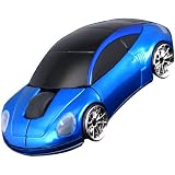 Daffodil WMS217B Mini Souris Optique San Fil à Molette Plug and Play USB en Forme de Voiture avec Phares LED Avant et Arrière - Souris d'Ordinateur avec 3 Boutons, Molette et DPI 800 - Pour Laptop / Notebook / Desktop - Compatible avec Microsoft Windows (7 / XP / Vista) et Apple Mac (OS X +) - Alimenté par 2 Piles AAA (incluses) - Porsche Bleue