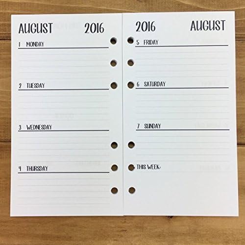 Personal 2016 Weekly printed planner calendar - Wo2P - week on 2 page - week layout - Monday through Sunday - horizontal layout