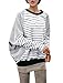 Allegra K Women Fall Winter Stripe Panel Batwing Top Loose T Shirts