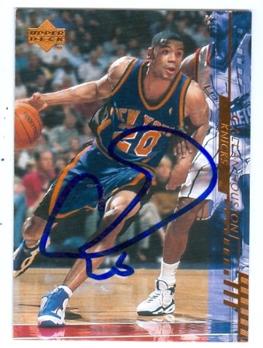 Allan Houston Autographed/Hand Signed Basketball Card (New York Knicks) 2000 Upper Deck #115