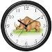Rhinoceros Smelling Flower Cartoon African Animal - JP Wall Clock by WatchBuddy Timepieces (Slate Blue Frame)