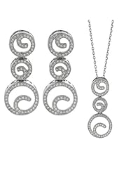 BRI Jewelry Sterling Silver 3 Round Shape With Clear Micropave Cubic Zirconia Set - Pendant - Fancy Earring