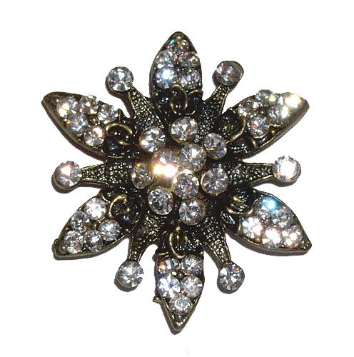 Brooches - Fancy Flower Design Rhinestone Brooch