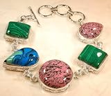 Assorted Hand Painted Jasper German Silver Bracelet 8
