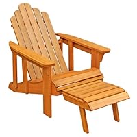 LuuNguyen - Outdoor Hardwood Reclining Adirondack Chair (Adult Size, Natural Wood Finish)