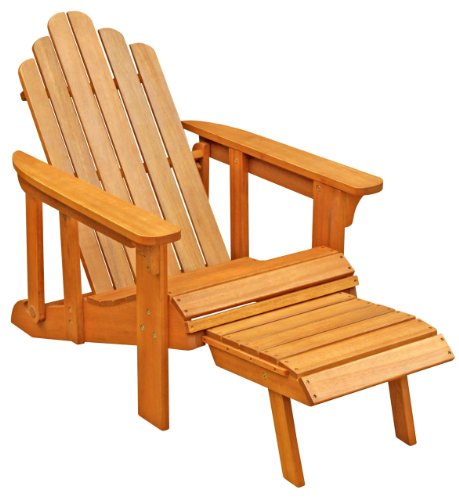 LuuNguyen - Outdoor Hardwood Reclining Adirondack Chair (Adult Size, Natural Wood Finish)