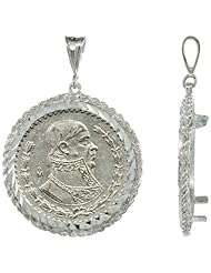 Sterling Silver 34 mm Mexican 1 Peso Silver Coin Frame Bezel Pendant w/ Rope Edge Design (Coin is NOT Included)