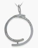 10 Karat Diamond White Gold Circle Pendant with 16 Inch Chain