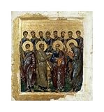 Icon Showing The Twelve Apostles by Unknown Framed with Black Decor Wood Frame 1.25 inch width, 3/4 inch depth