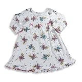 Sara's Prints - Girls Long Sleeve Glittered Fairies Nightgown, White, Raspberry