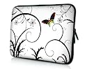 13 inch Brilliant Butterfly Escape White Floral Notebook Laptop Sleeve Bag Carrying Case for Apple Macbook, Acer, ASUS, Dell, HP, Sony