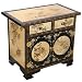 EXP Handmade Furniture - 28" Black & Gold Lacquer Storage Cabinet / Coffee Table With Floral Motif