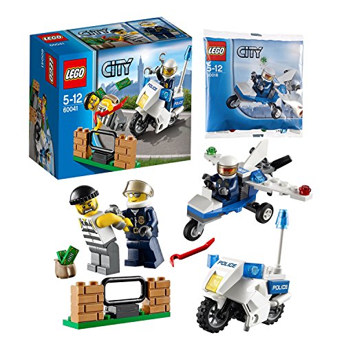 LEGO City Hot Pursuit 2 Set Bundle - Police Crook Pursuit 60041 & Police Airplane Minifigure 30018 [bagged]