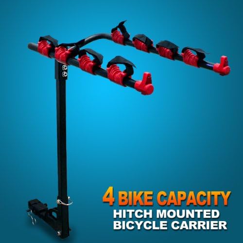 New Deluxe Hitch Mounted Bicycle Bike Rack for 4 Bicycles