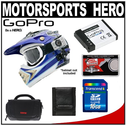 GoPro HD Motorsports Hero Video Still Digital Camera Waterproof Housing with 16GB SD Card Battery Case Accessory Kit