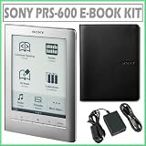 Sony PRS-600 Electronic Book Reader in Silver With Premium Leather Cover and AC Charger Adapter