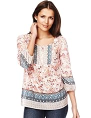 Indigo Collection Cotton Rich Boho Print Tunic with Silk