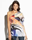 bebe One Shoulder Silk Lava Tunic