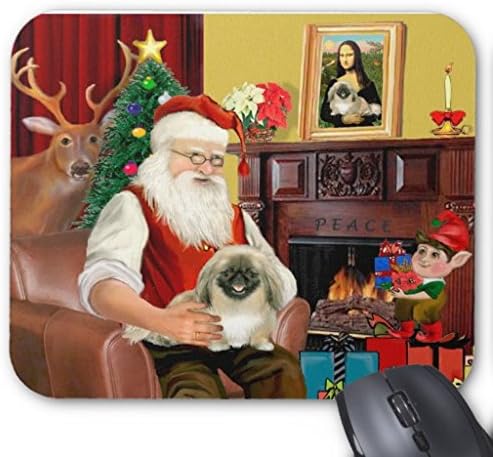 Pentys Santa's Pekingese Dog Christmas Holiday Rectangle Non-slip Rubber Mouse Pad 9"x 7"